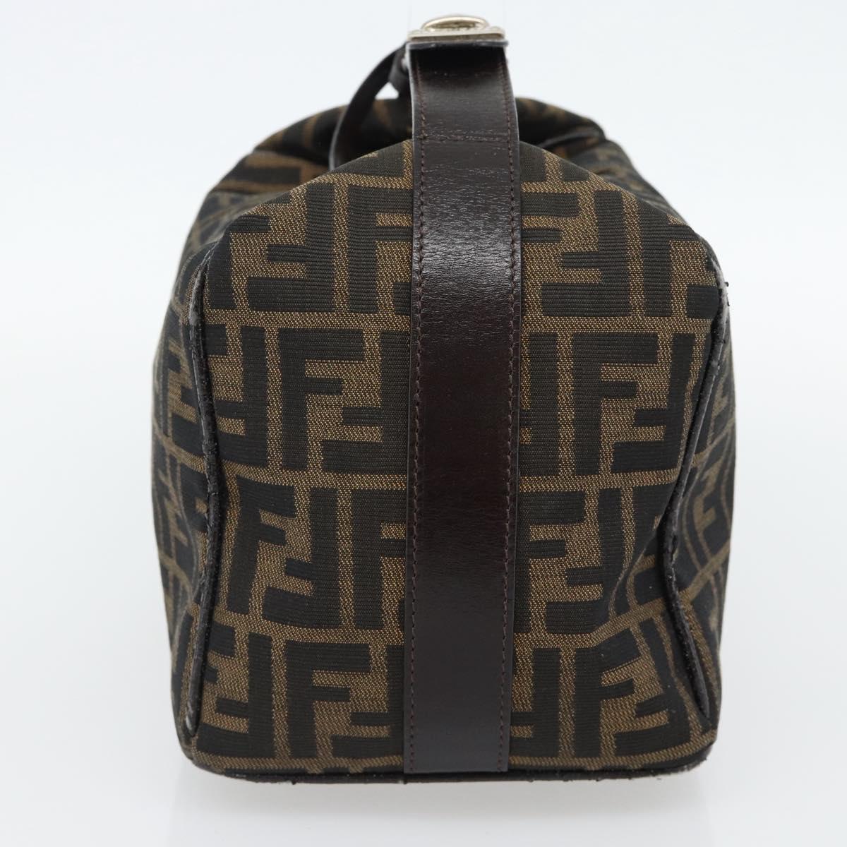 FENDI Zucca Canvas Vanity Hand Bag Black Brown Auth 181755