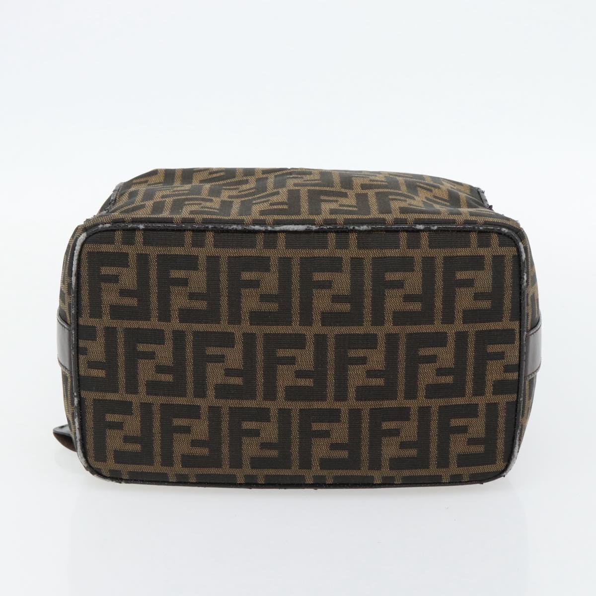 FENDI Zucca Canvas Vanity Hand Bag Black Brown Auth 181755