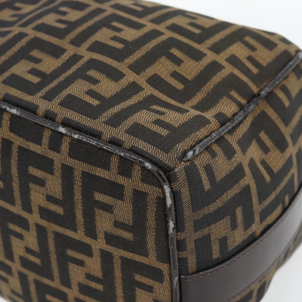 FENDI Zucca Canvas Vanity Hand Bag Black Brown Auth 181755