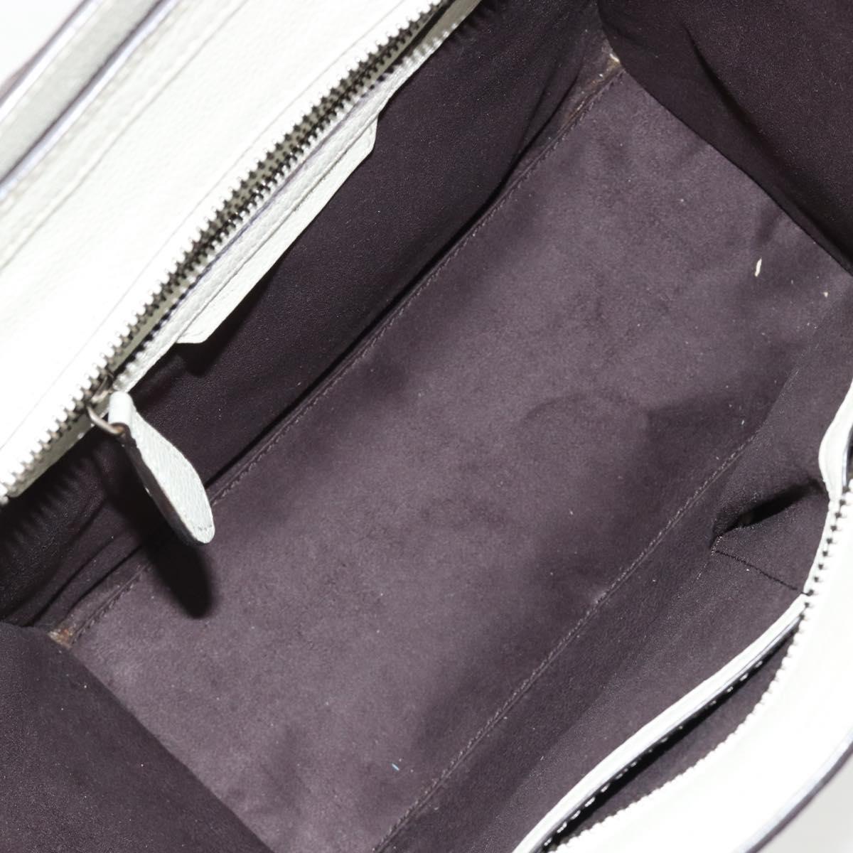 CELINE Luggage Micro Shopper Hand Bag Leather Ivory Silver Auth 181757M