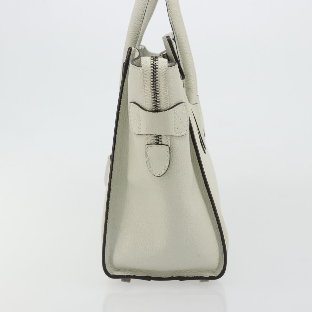 CELINE Luggage Micro Shopper Hand Bag Leather Ivory Silver Auth 181757M