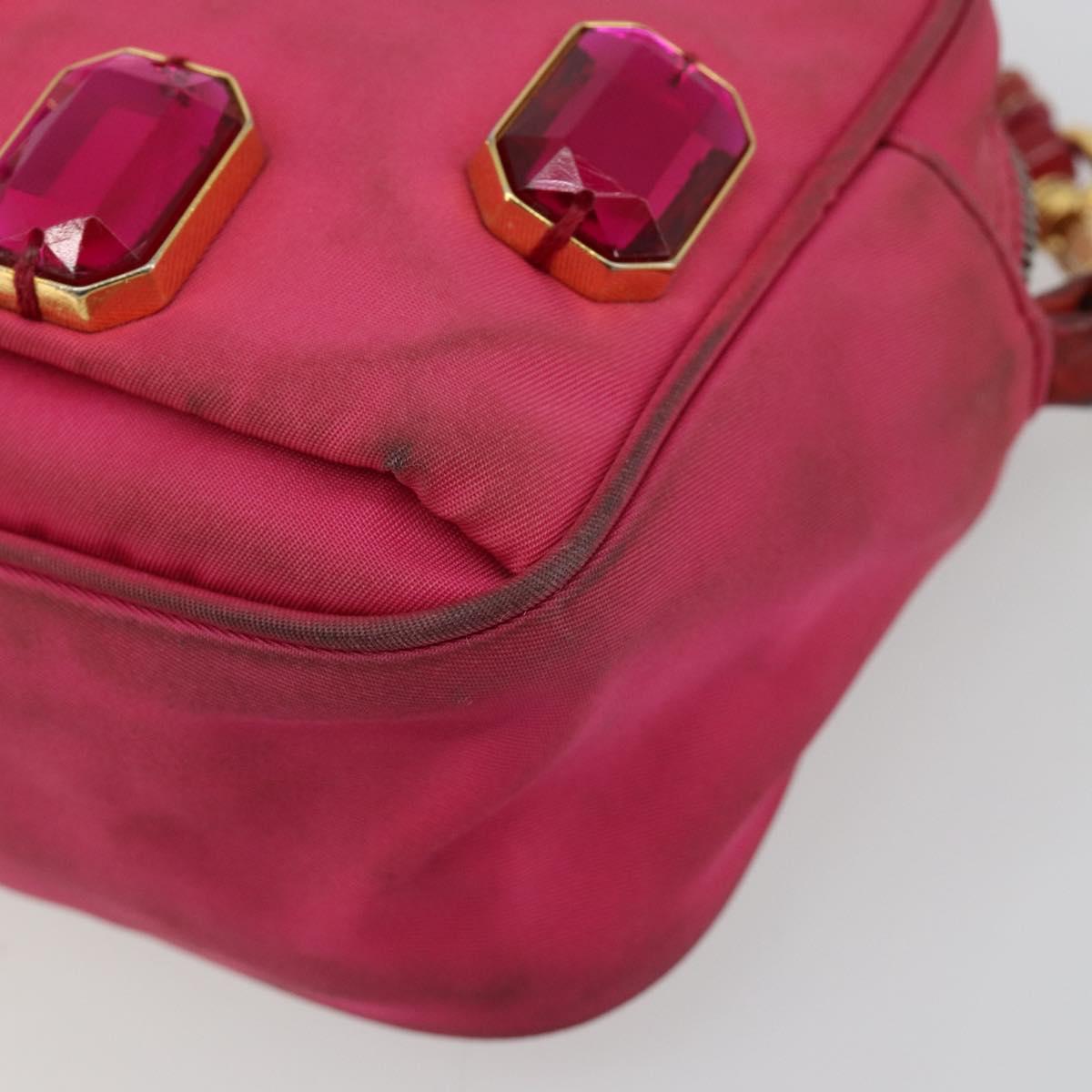 PRADA Shoulder Bag Nylon Pink Gold Auth 181758