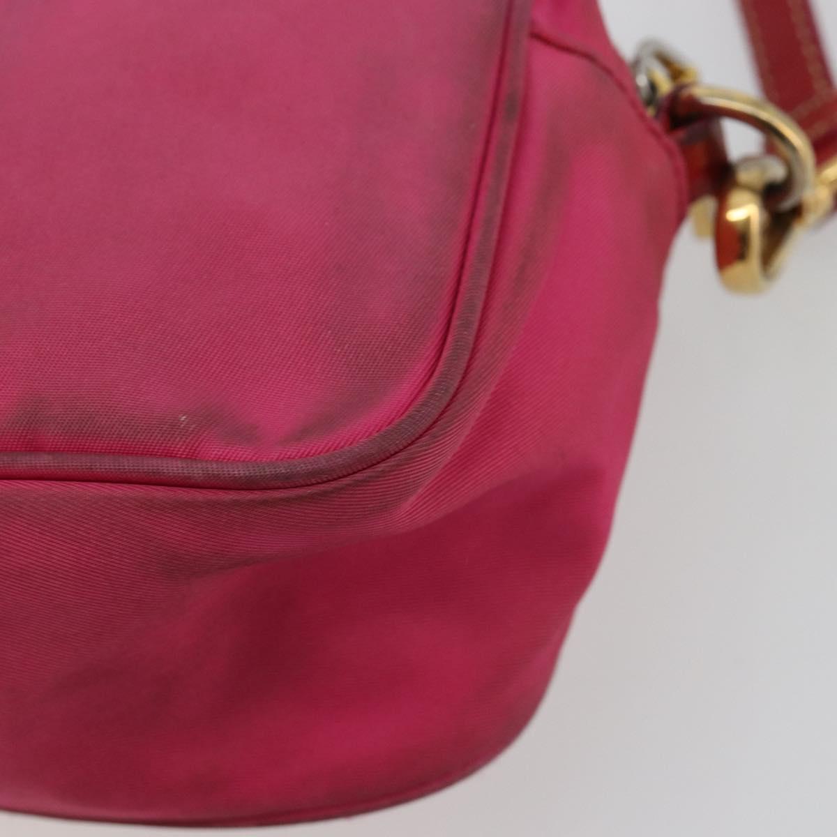 PRADA Shoulder Bag Nylon Pink Gold Auth 181758