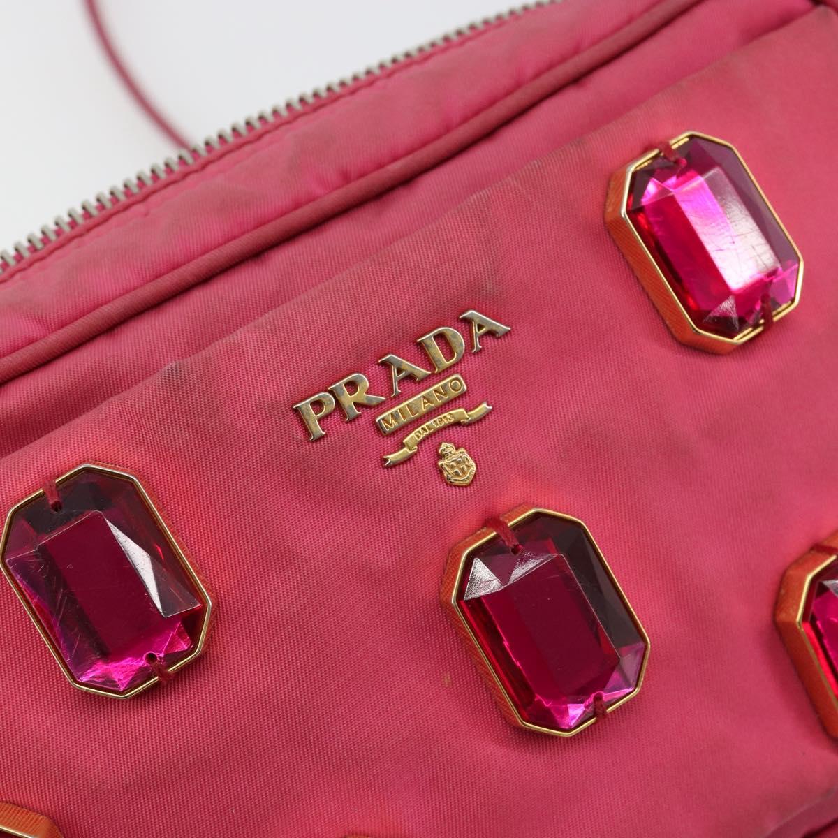 PRADA Shoulder Bag Nylon Pink Gold Auth 181758