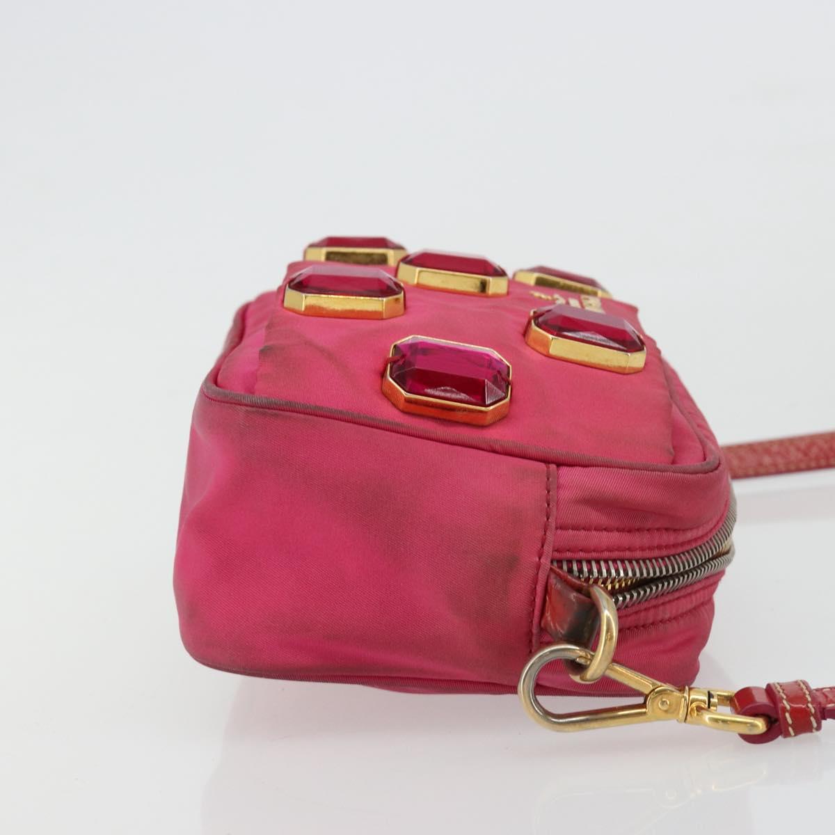 PRADA Shoulder Bag Nylon Pink Gold Auth 181758