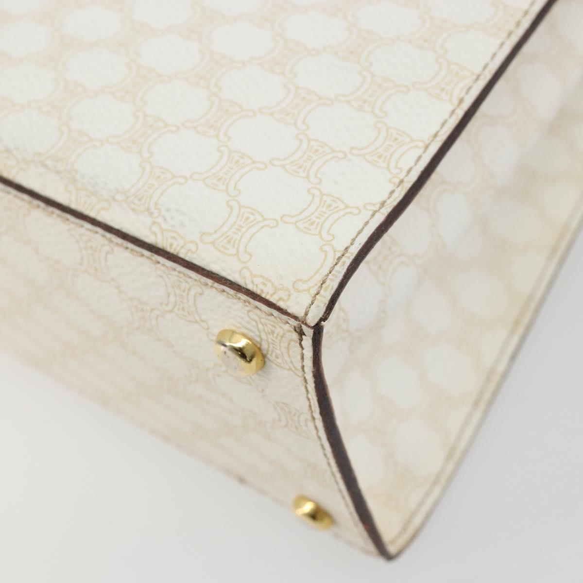 CELINE Macadam Canvas Hand Bag PVC Leather White Gold Auth 181760