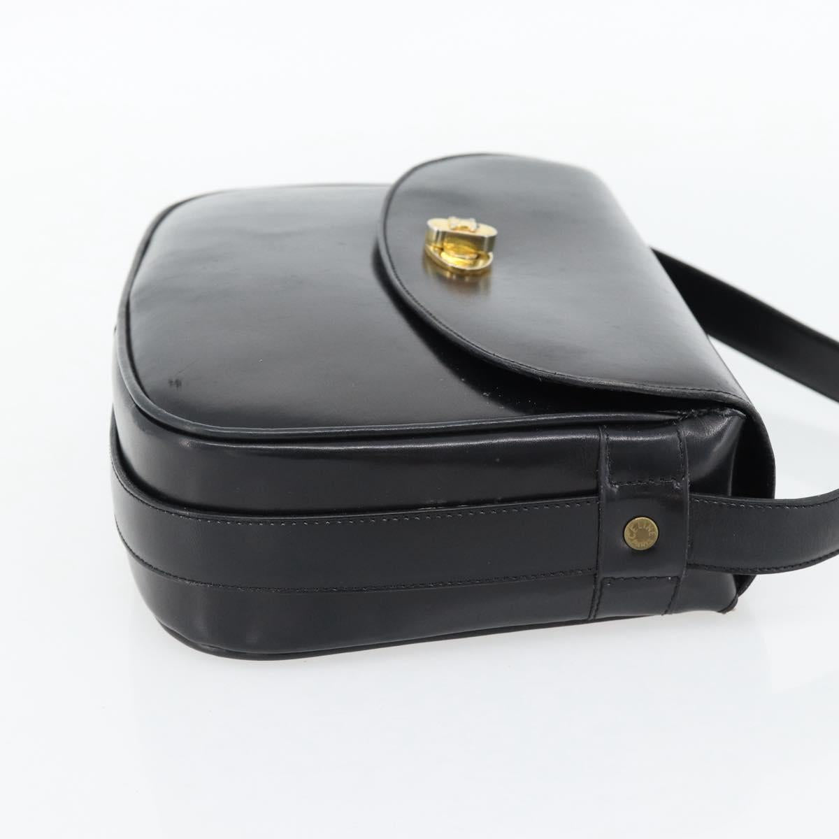 CELINE Shoulder Bag Leather Black Gold Auth 181762