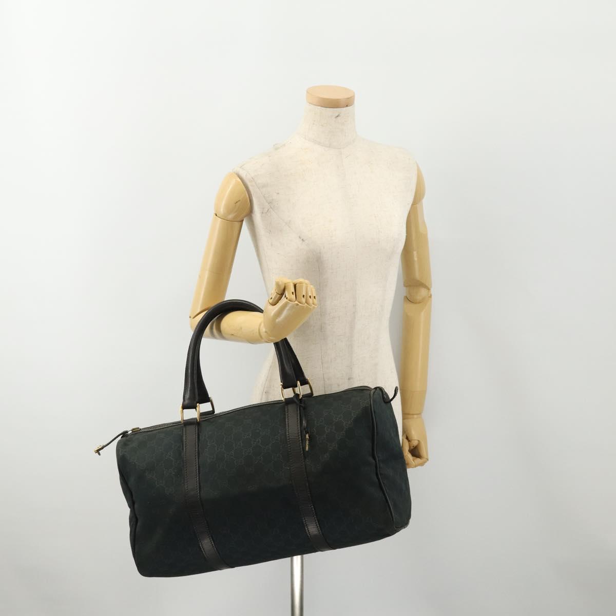 GUCCI GG Canvas Boston Bag Black Gold Auth 181766
