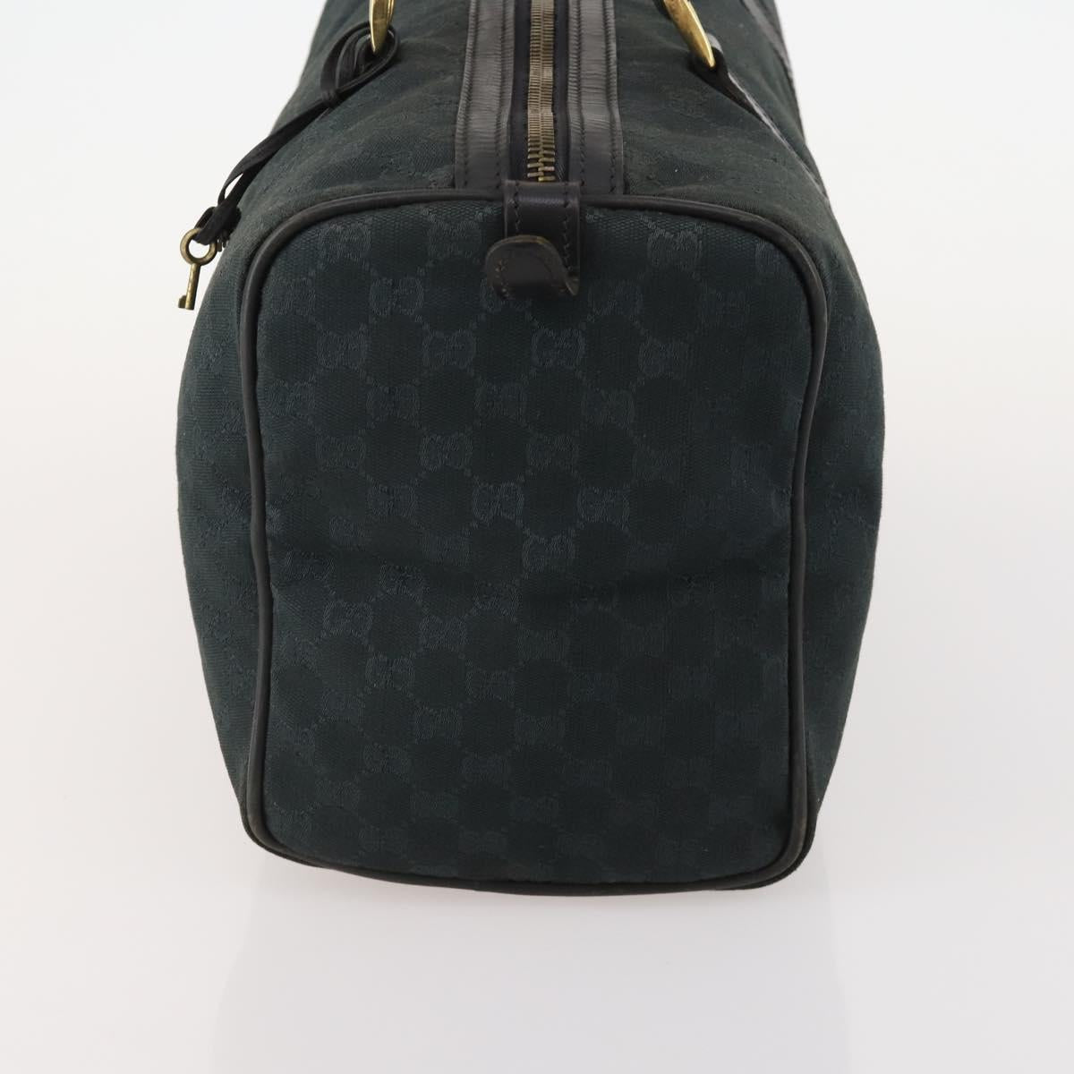 GUCCI GG Canvas Boston Bag Black Gold Auth 181766