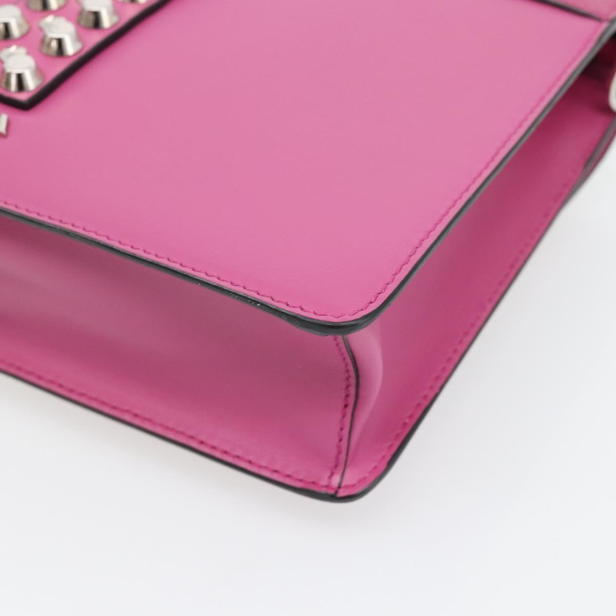 PRADA Clutch Bag Leather Pink Silver Auth 181770A