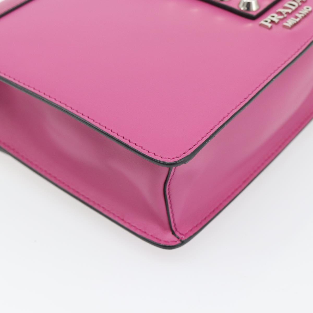 PRADA Clutch Bag Leather Pink Silver Auth 181770A