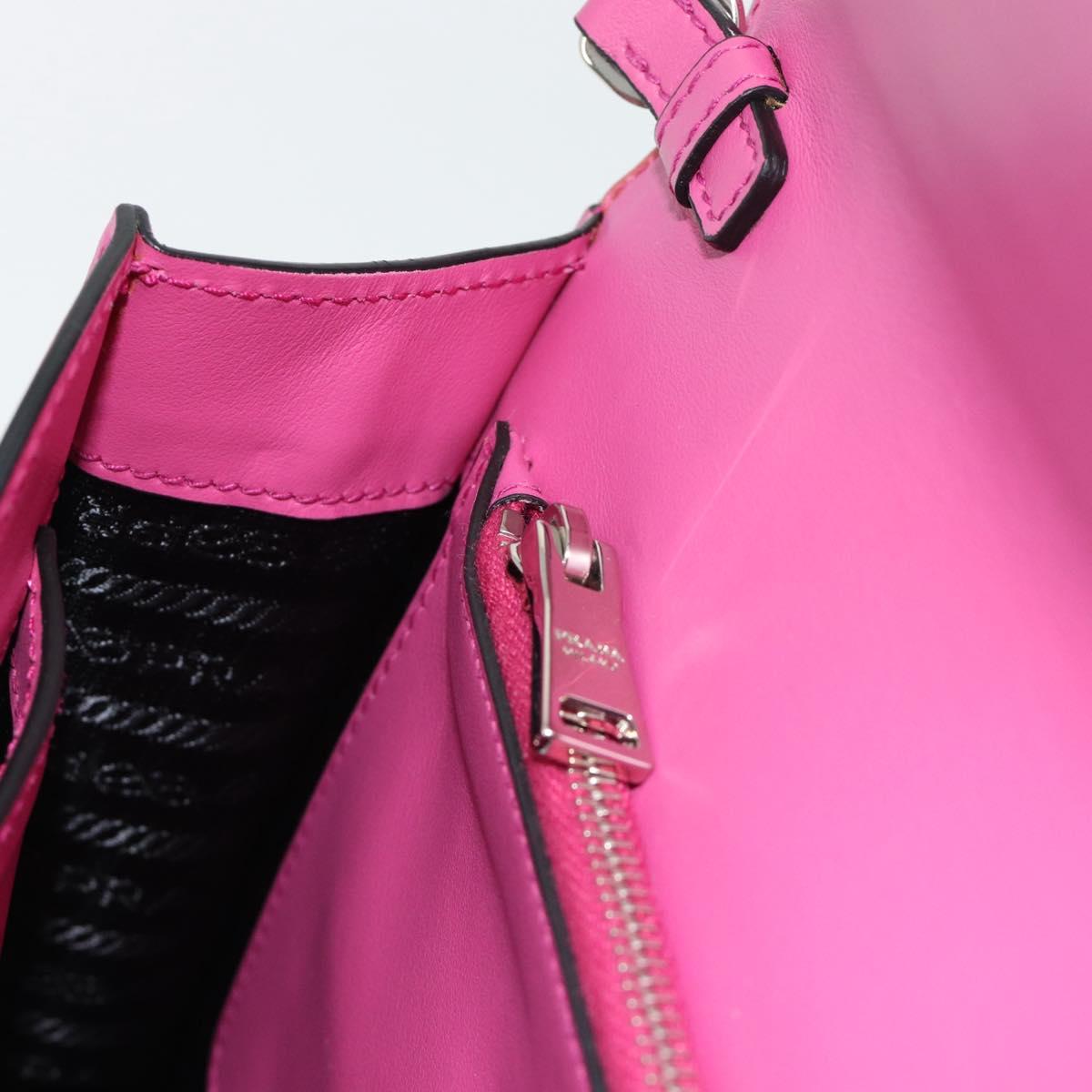 PRADA Clutch Bag Leather Pink Silver Auth 181770A