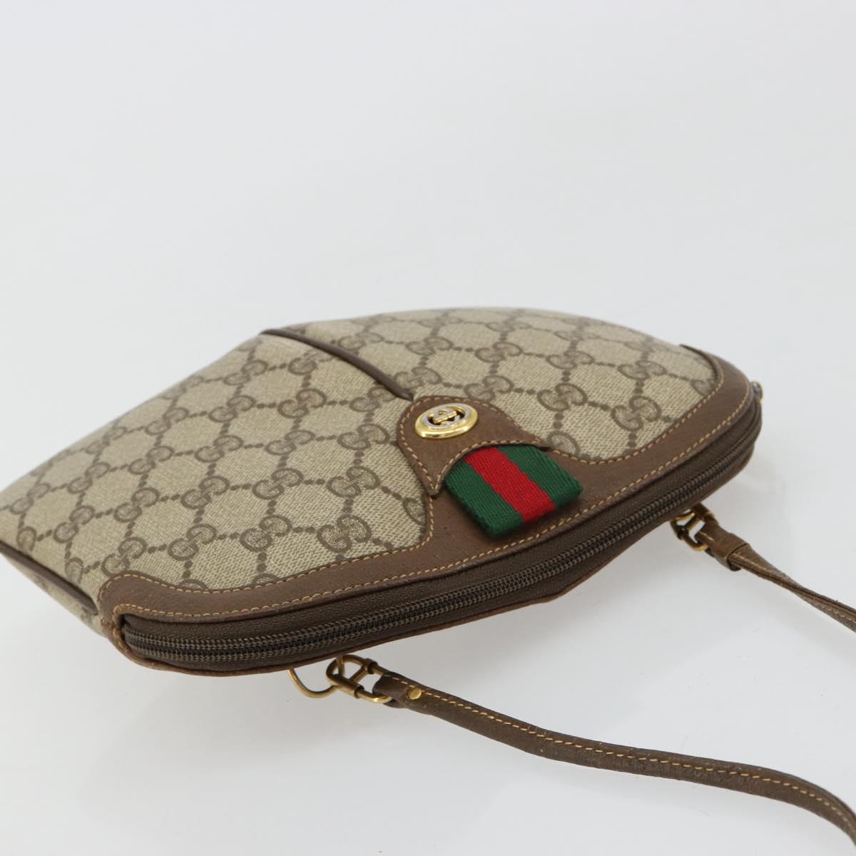 GUCCI GG Supreme Web Sherry Line Bag PVC Beige Gold 904 02 047 Auth 181772