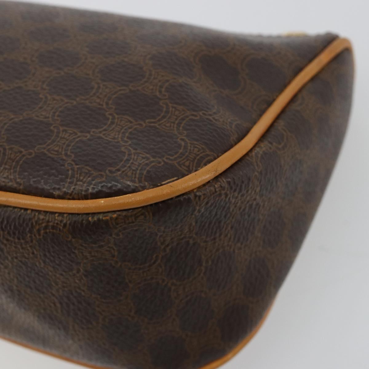 CELINE Macadam Canvas Accessory Pouch PVC Leather Brown Gold Auth 181773