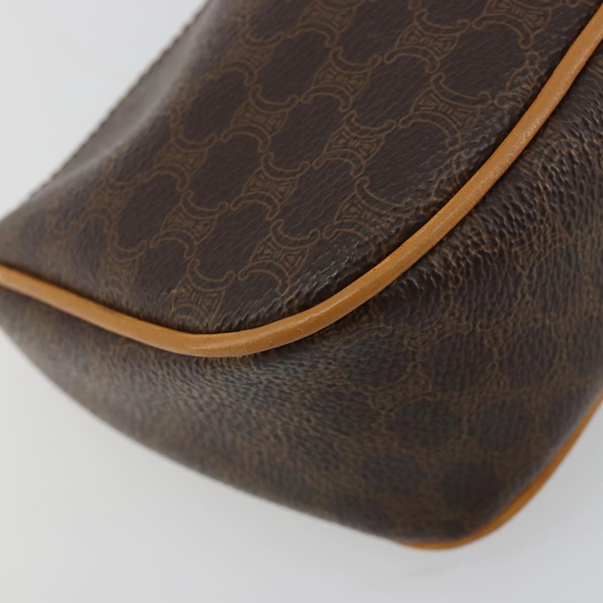 CELINE Macadam Canvas Accessory Pouch PVC Leather Brown Gold Auth 181773