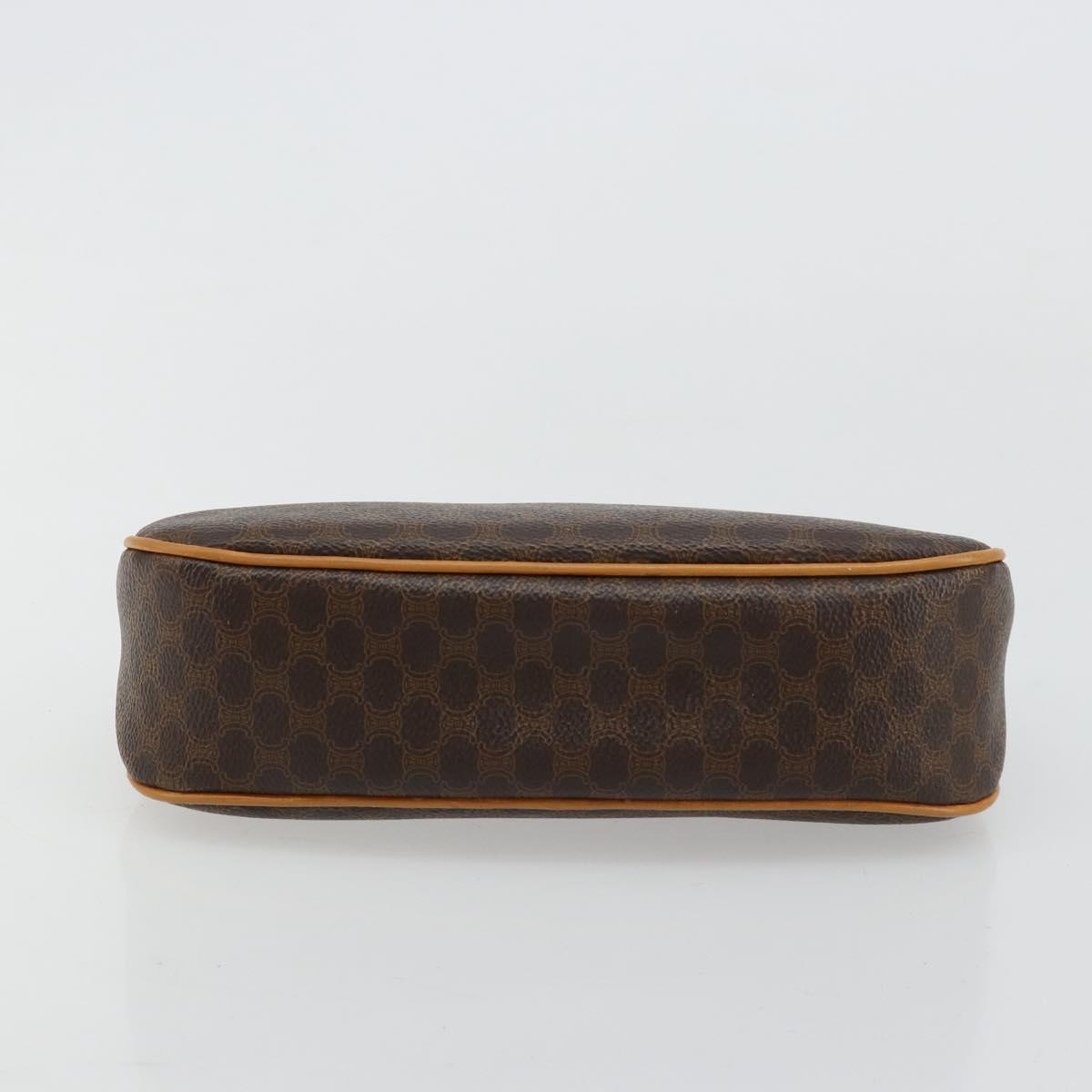 CELINE Macadam Canvas Accessory Pouch PVC Leather Brown Gold Auth 181773