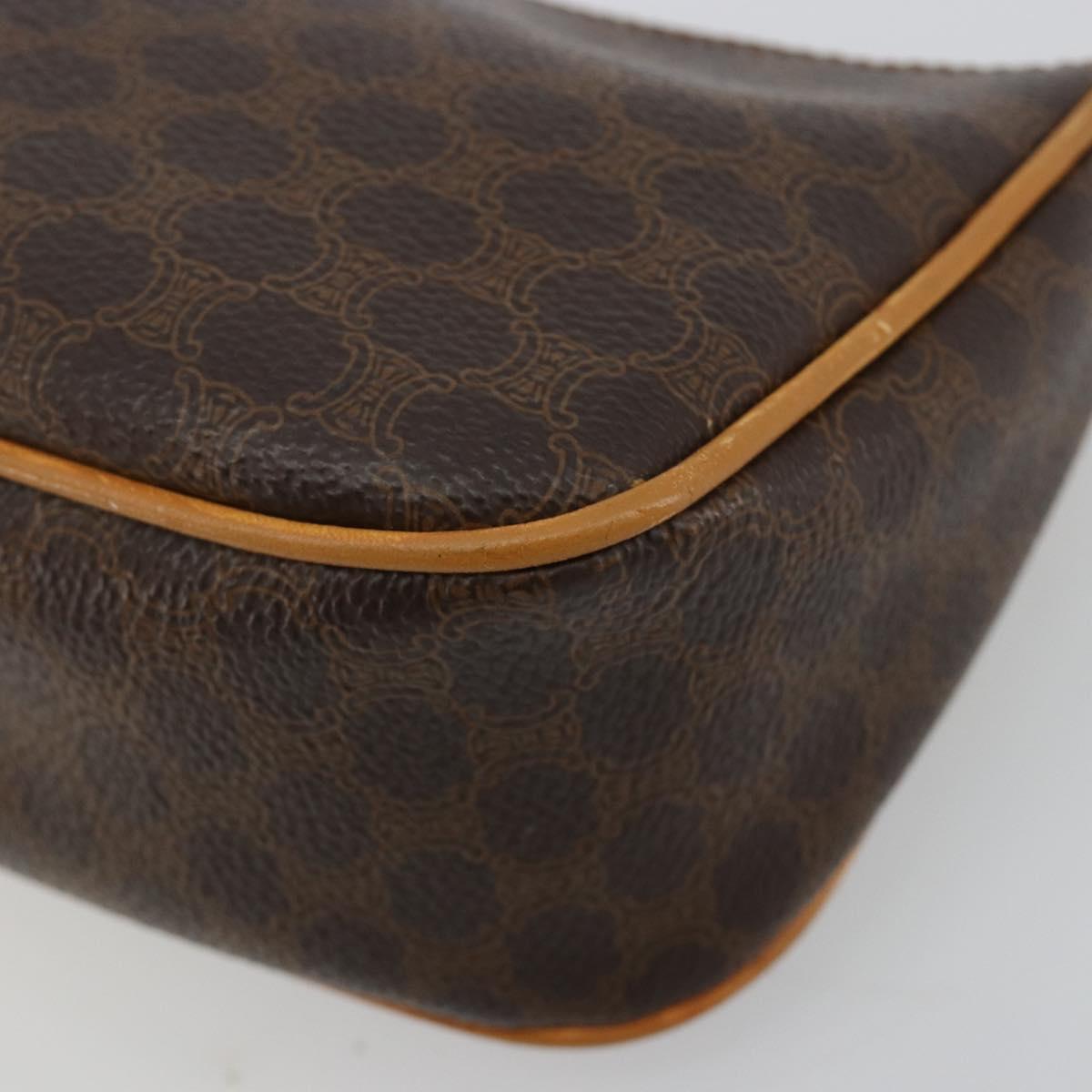 CELINE Macadam Canvas Accessory Pouch PVC Leather Brown Gold Auth 181773