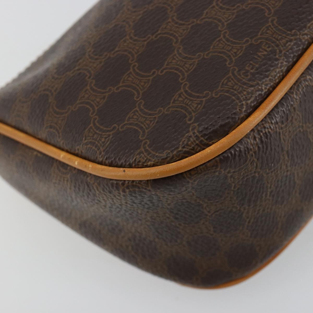 CELINE Macadam Canvas Accessory Pouch PVC Leather Brown Gold Auth 181773