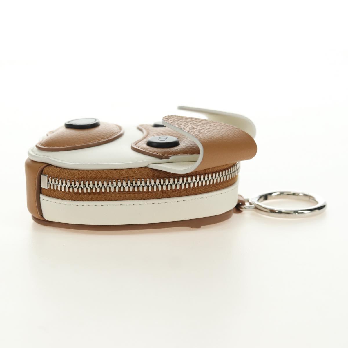 Christian Dior Bobby Wallet Pouch Leather Beige Silver Auth 181779SM
