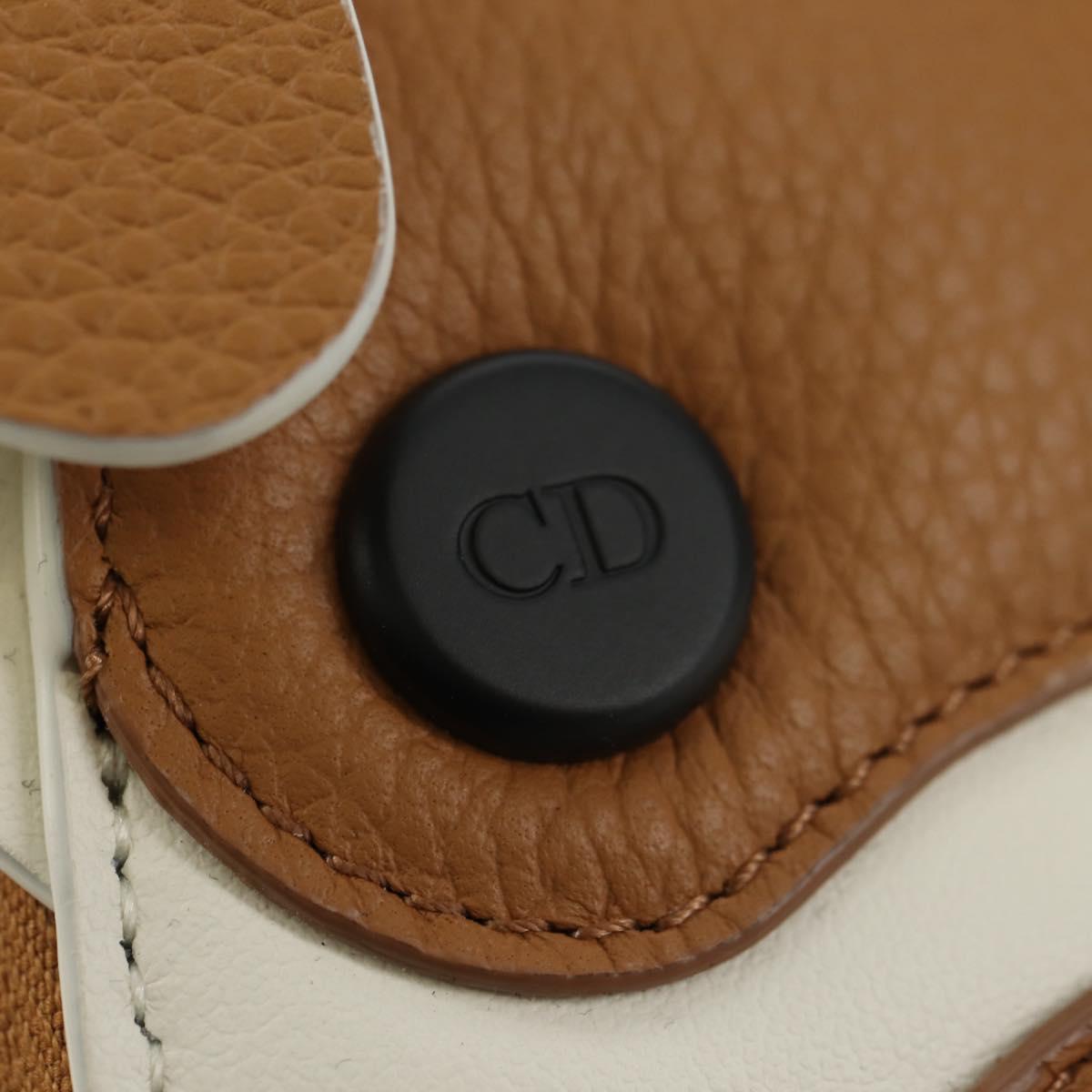 Christian Dior Bobby Wallet Pouch Leather Beige Silver Auth 181779SM
