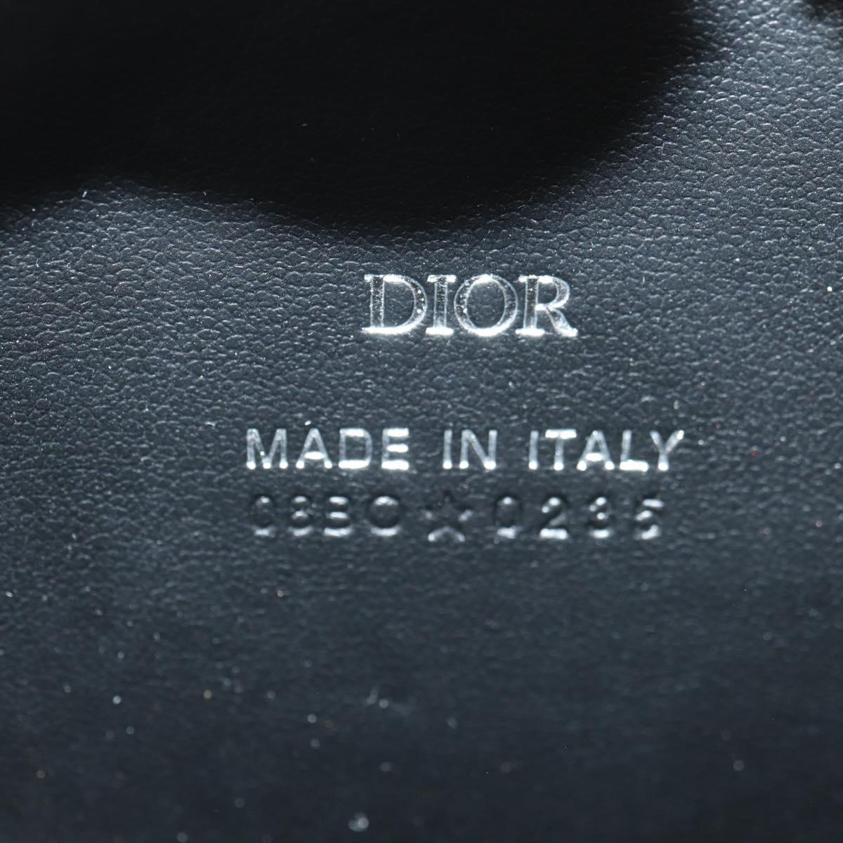 Christian Dior Bobby Wallet Pouch Leather Beige Silver Auth 181779SM