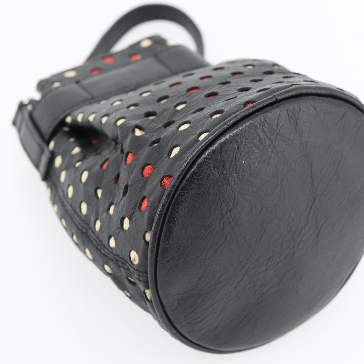 Vivienne Westwood Hand Pouch Bag Leather Black Silver Auth 181785A