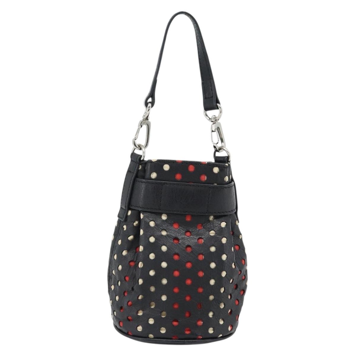 Vivienne Westwood Hand Pouch Bag Leather Black Silver Auth 181785A