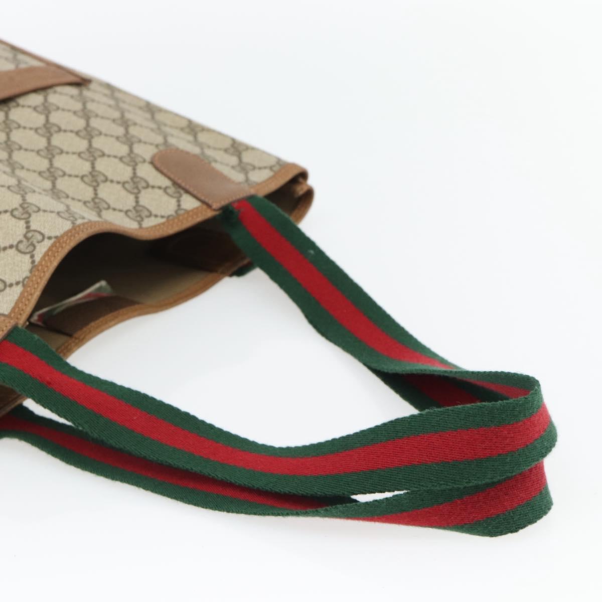 GUCCI GG Supreme Web Sherry Line Tote Bag PVC Beige Red 39 02 003 Auth 181790A