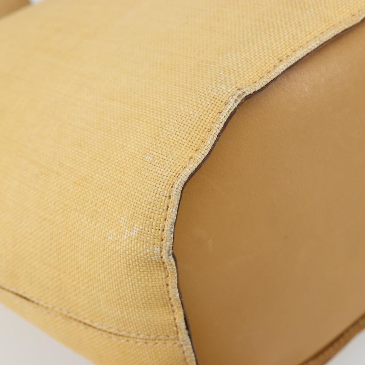 CELINE Circle Shoulder Bag Canvas Yellow Gold Auth 181797A