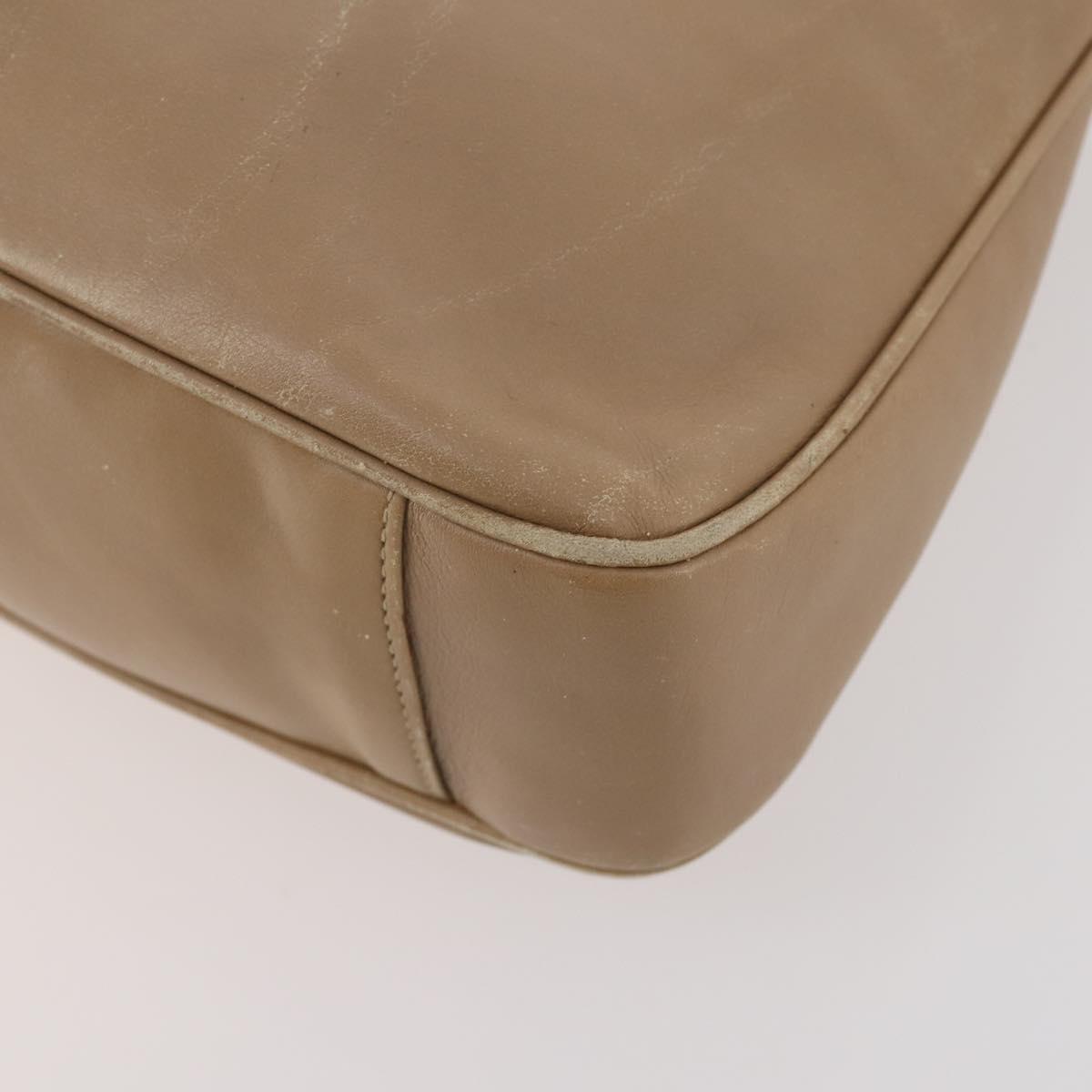 GUCCI Bamboo Shoulder Bag Leather Beige Gold 001 2113 1638 Auth 181800