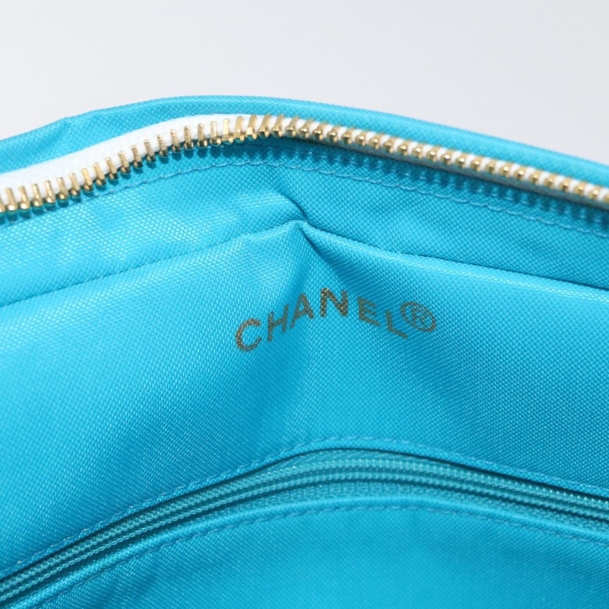 CHANEL Matelasse Chain Shoulder Bag Nylon Blue Gold CC Auth 181801SV