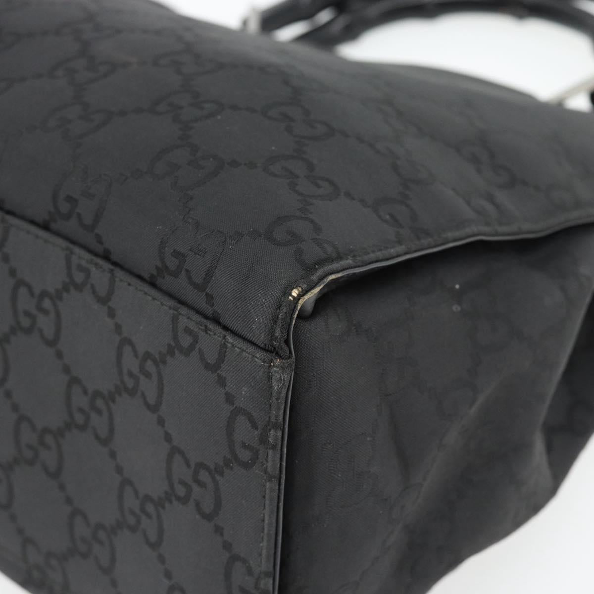 GUCCI GG Canvas Bamboo Hand Bag Black Silver 002 1010 Auth 181803A