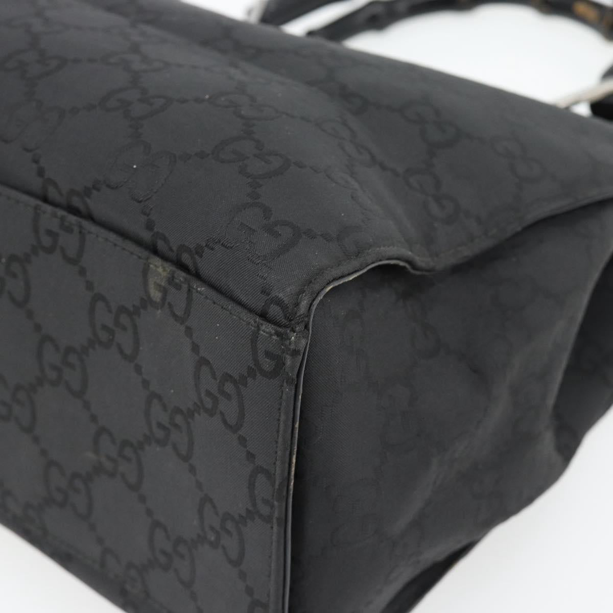 GUCCI GG Canvas Bamboo Hand Bag Black Silver 002 1010 Auth 181803A