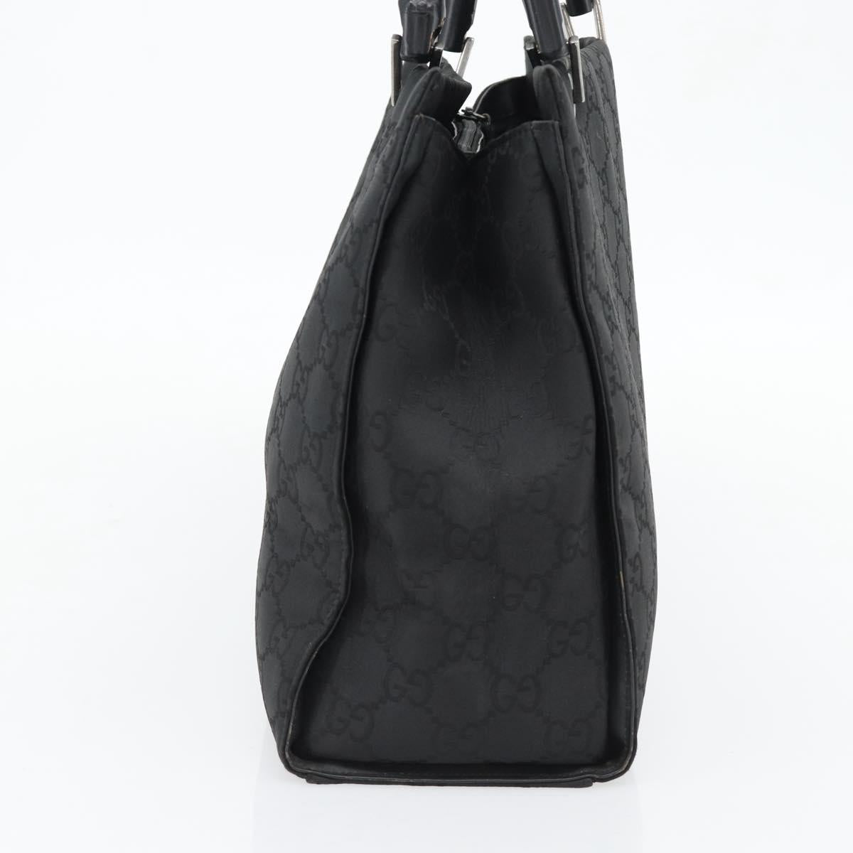 GUCCI GG Canvas Bamboo Hand Bag Black Silver 002 1010 Auth 181803A