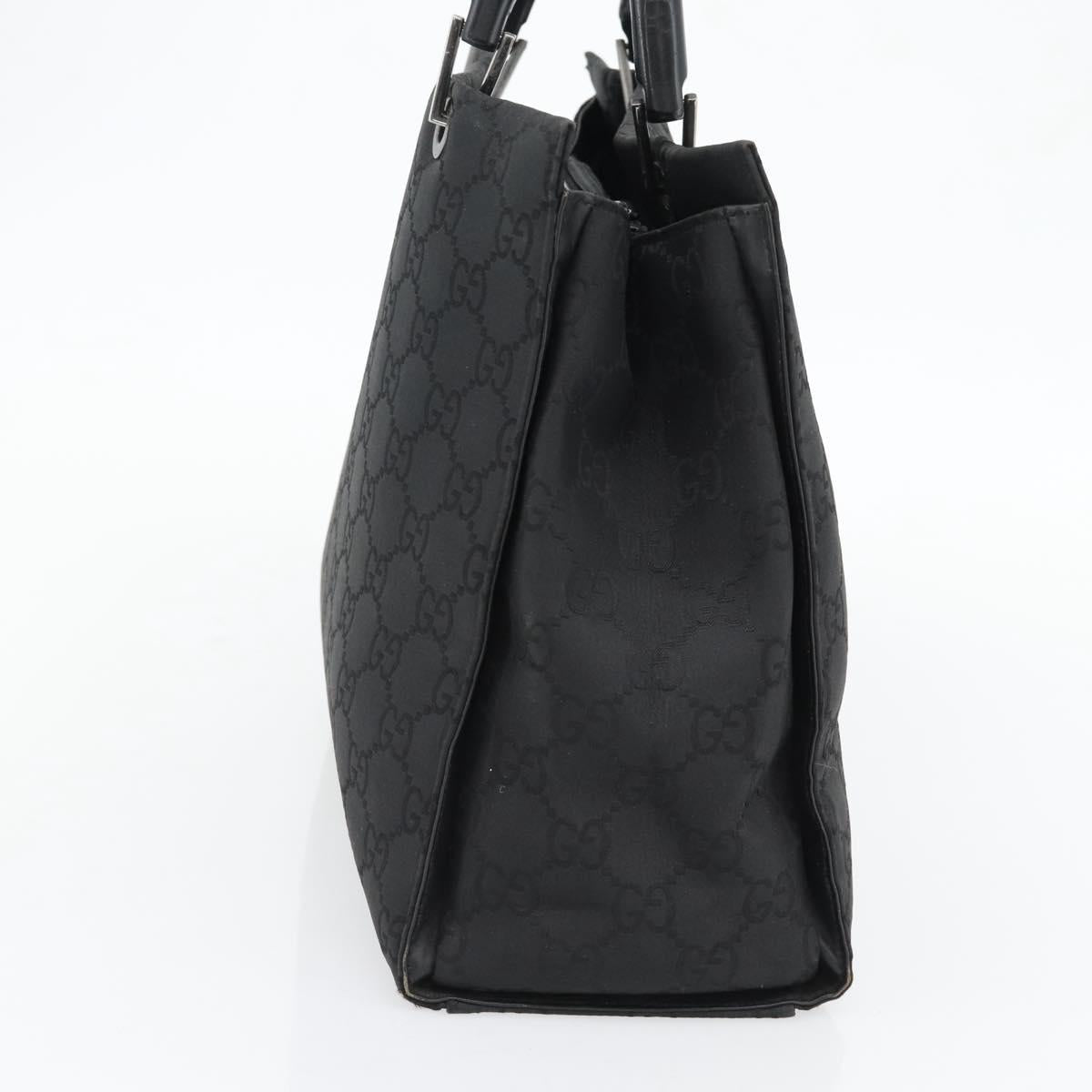 GUCCI GG Canvas Bamboo Hand Bag Black Silver 002 1010 Auth 181803A