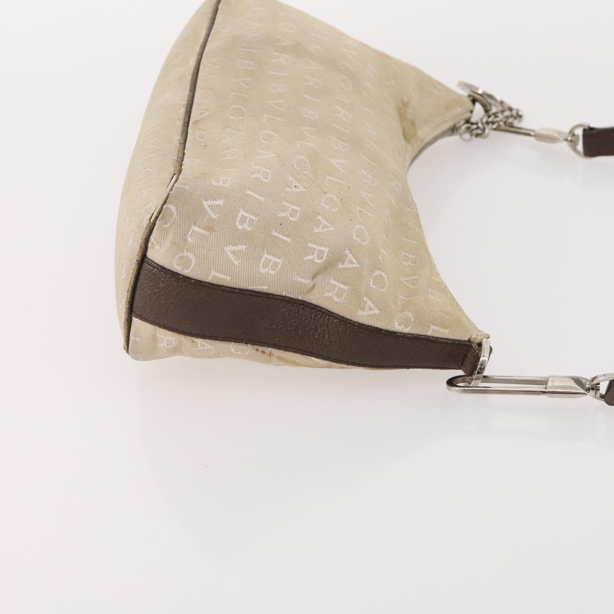 BVLGARI Hand Bag Nylon Canvas 3 Set Black Beige white Auth 181807