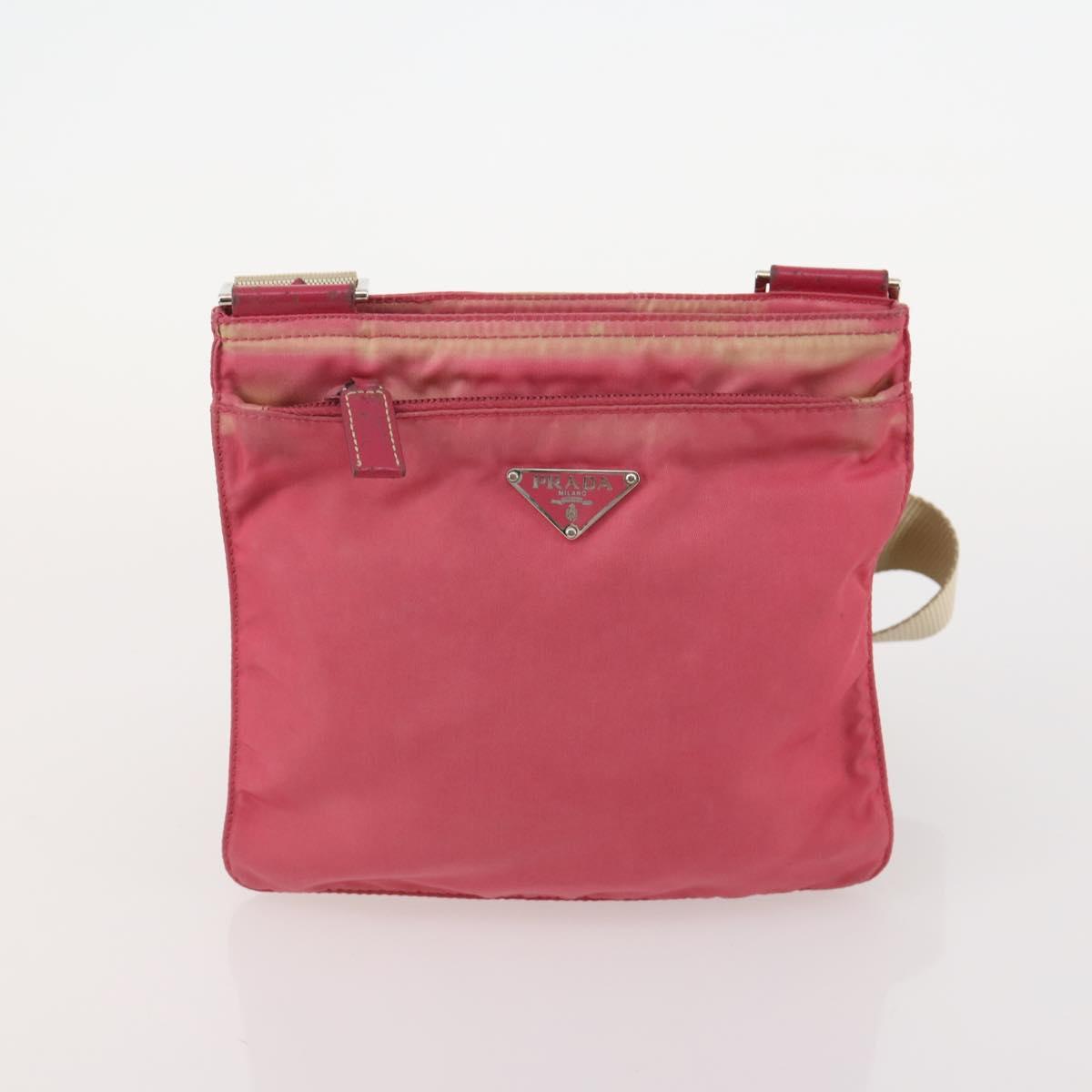 PRADA Shoulder Bag Nylon 4 Set Red Pink Light blue Auth 181808