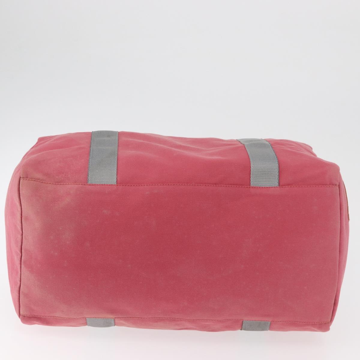 PRADA Boston Bag Canvas Pink Silver Auth 181809