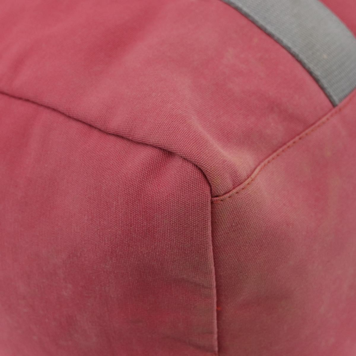 PRADA Boston Bag Canvas Pink Silver Auth 181809