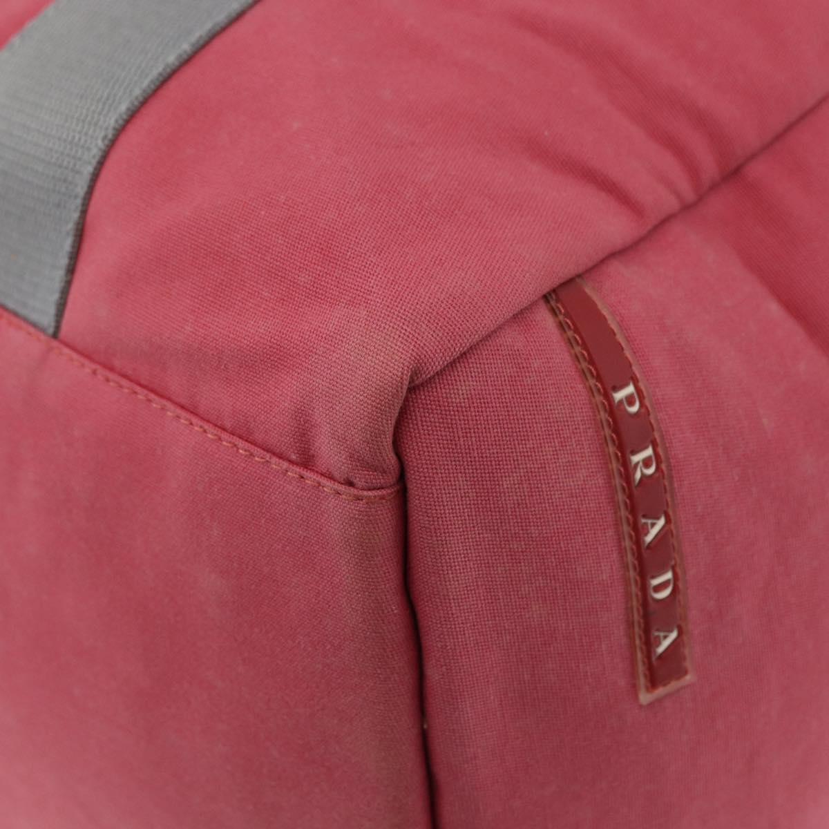 PRADA Boston Bag Canvas Pink Silver Auth 181809