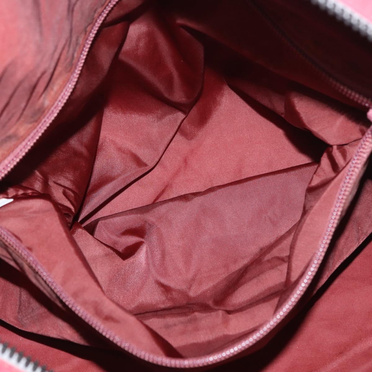 PRADA Boston Bag Canvas Pink Silver Auth 181809