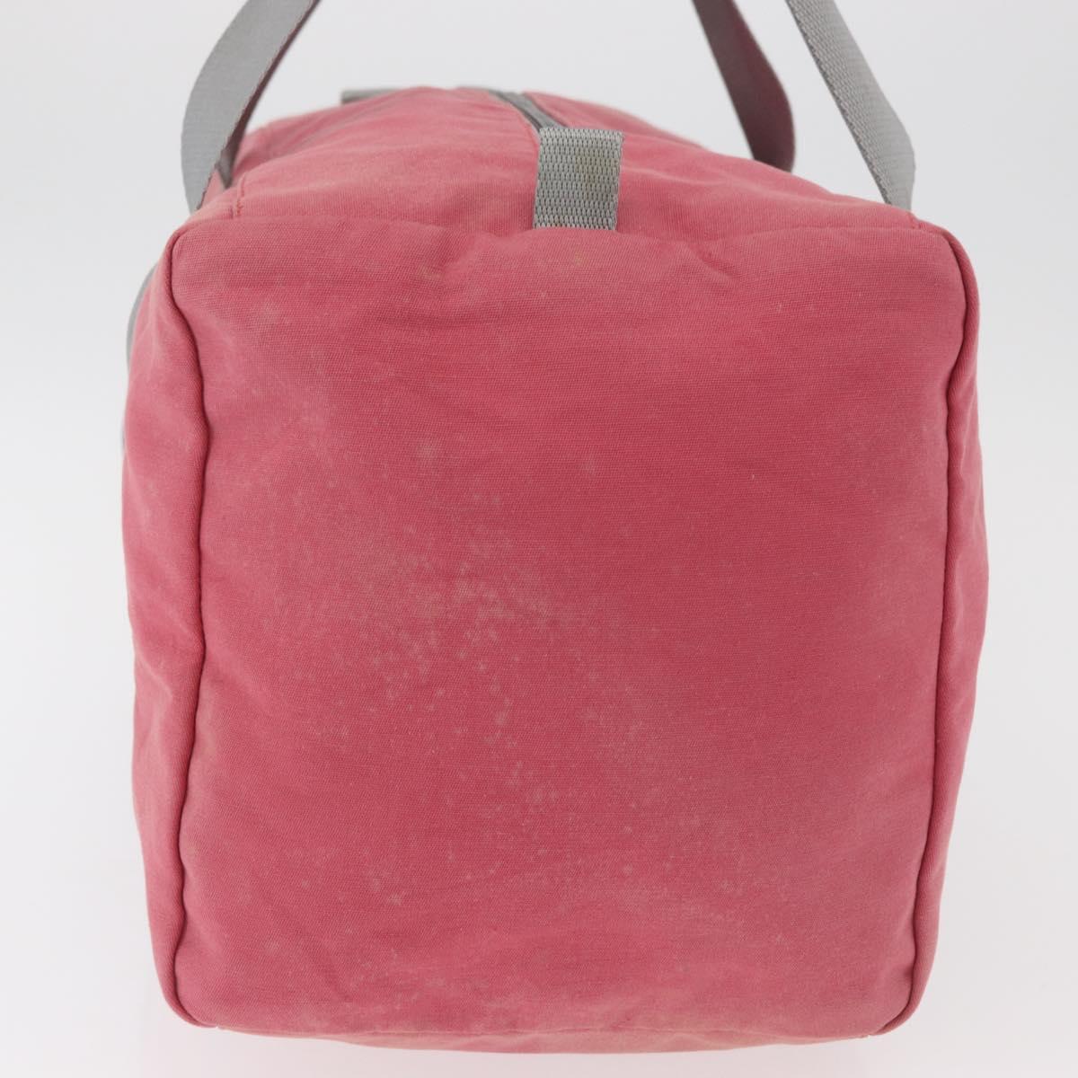 PRADA Boston Bag Canvas Pink Silver Auth 181809