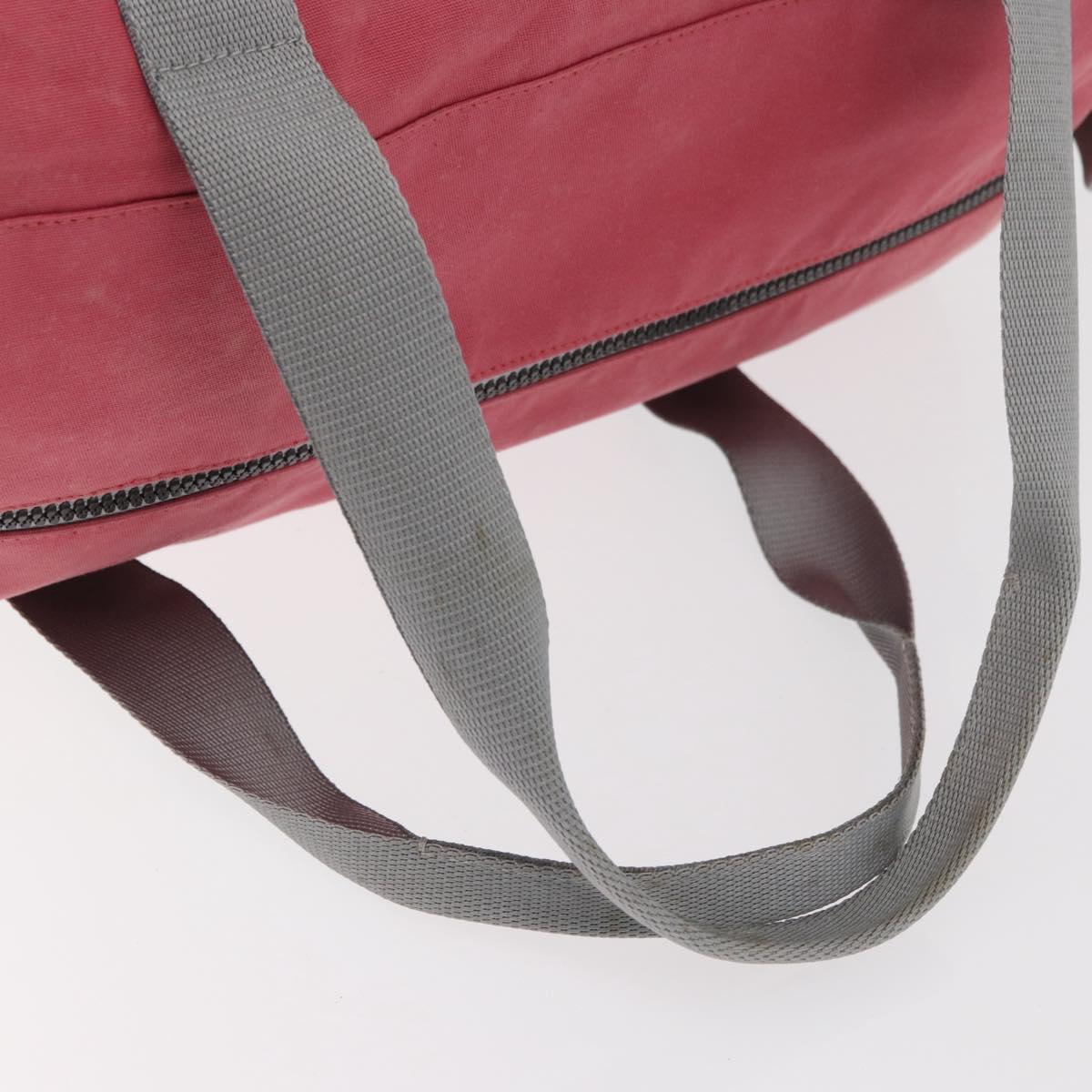 PRADA Boston Bag Canvas Pink Silver Auth 181809