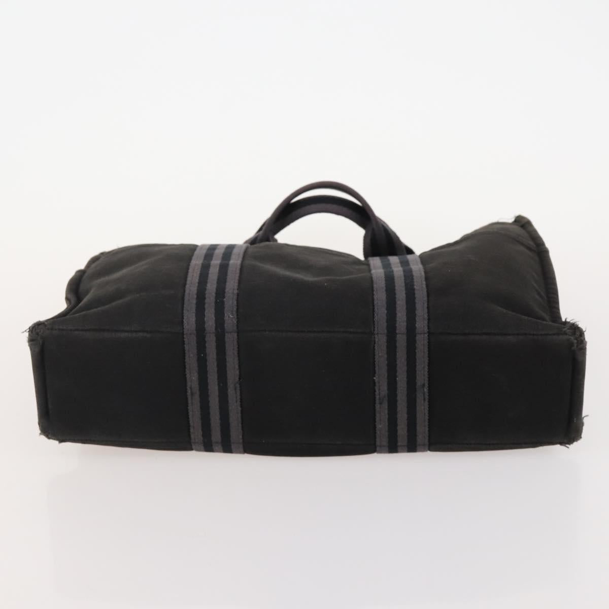 HERMES Fourre Tout Hand Bag Cotton 2 Set Black Navy Auth 181810