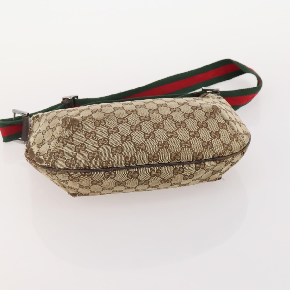 GUCCI GG Canvas Web Sherry Line Bag Canvas 3 Set Beige Red black Auth 181811