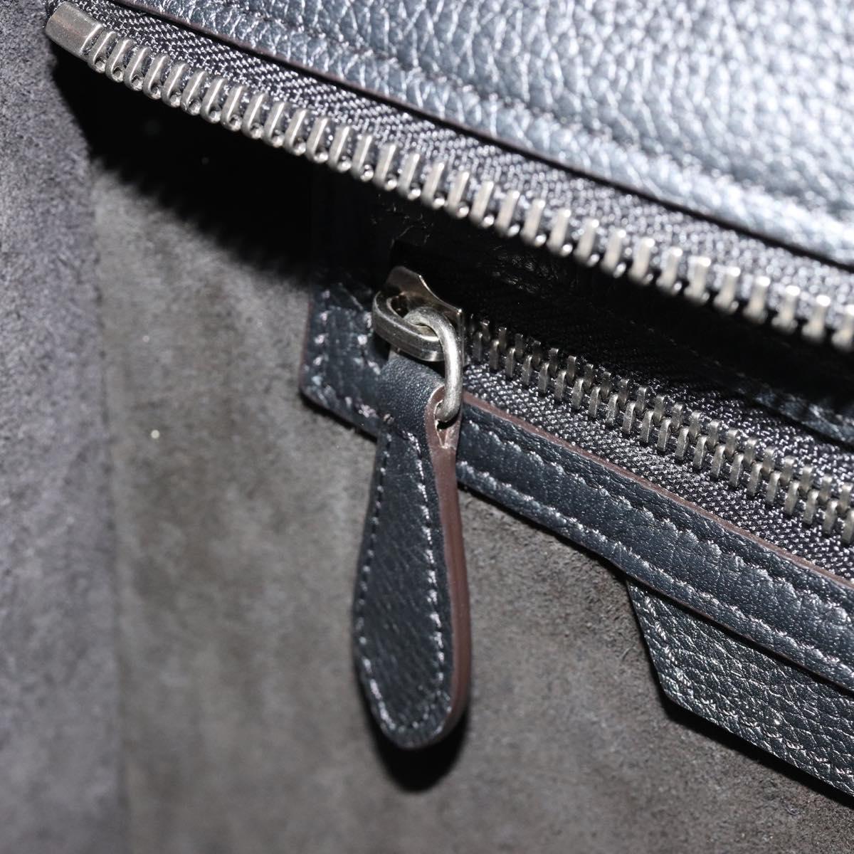 CELINE Luggage Micro Shopper Hand Bag Leather Black Silver Auth 181819SAM