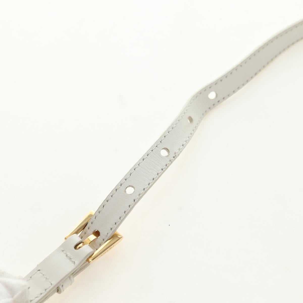 PRADA Hand Bag Rattan 2way White Gold Auth 181826SM