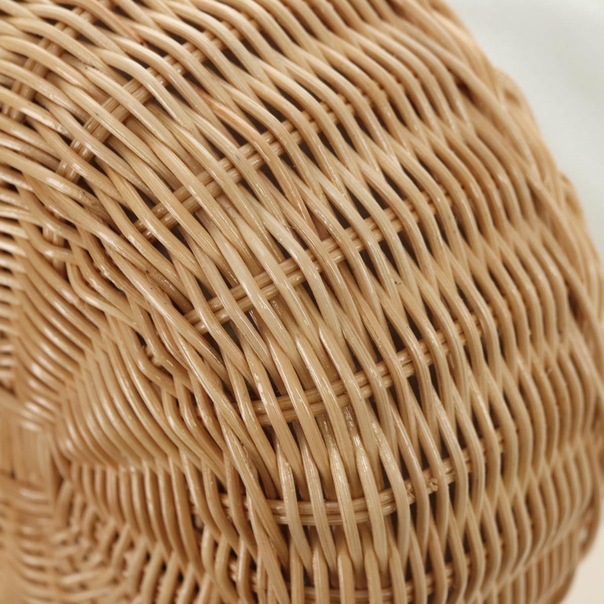 PRADA Hand Bag Rattan 2way White Gold Auth 181826SM