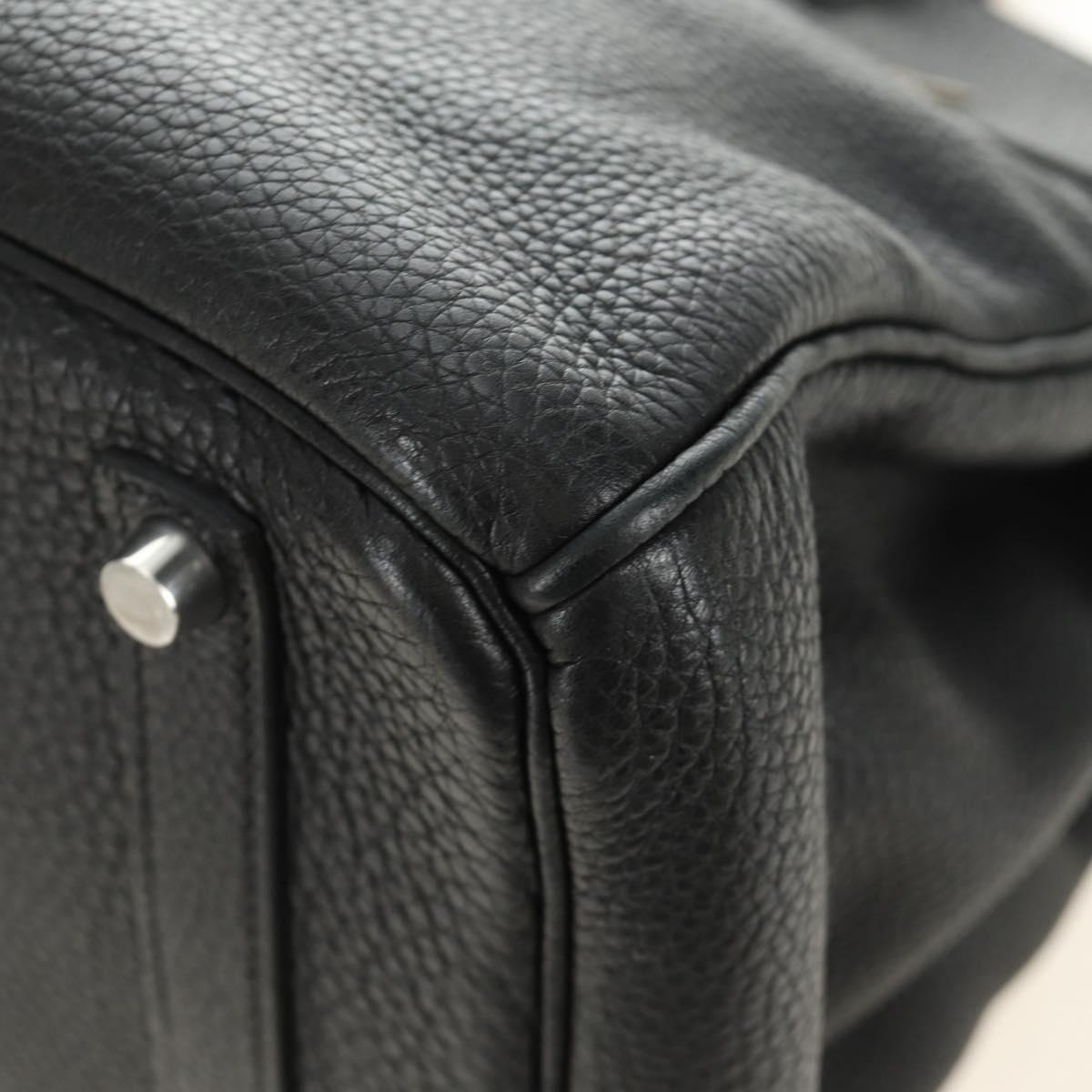 HERMES Birkin 35 Hand Bag Taurillon Leather Black Silver Auth 181827SM