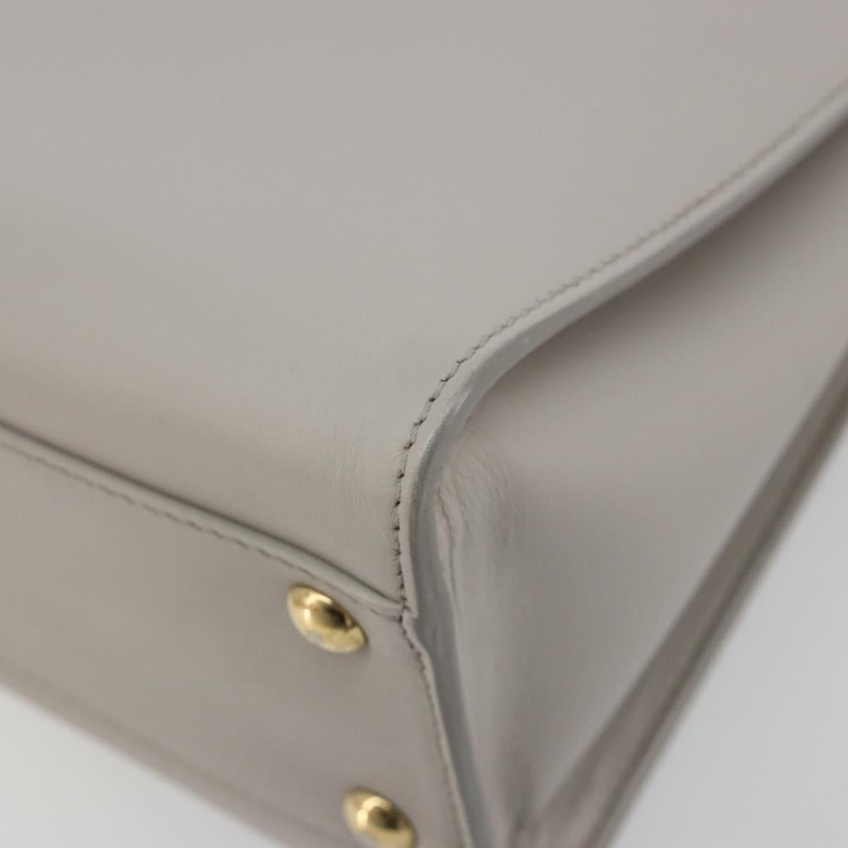 Salvatore Ferragamo Gancini Hand Bag Leather Gray Gold Auth 181831A